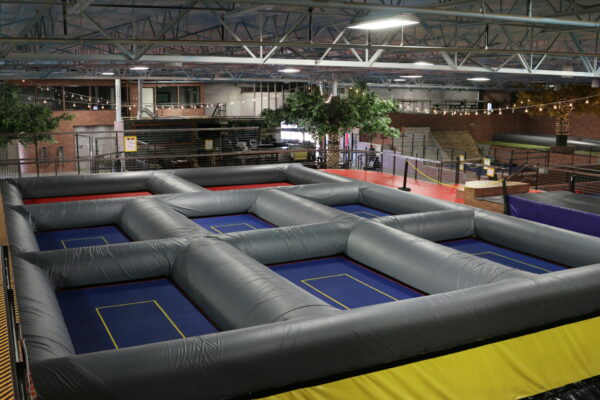 A trampoline park full of 7x14 above ground trampolines.