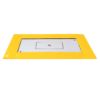 Landscape trampoline with golden yellow pads.